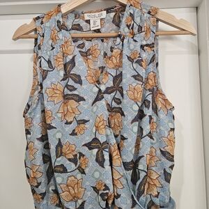 Rachel Zoe Floral Sleeveless Top - Blue and Orange